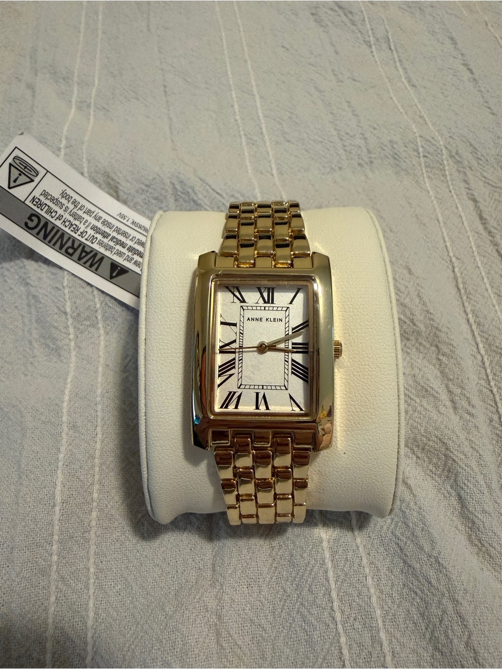 Anne Klein Women's Quartz Rectangular Gold Tone Bracelet Watch